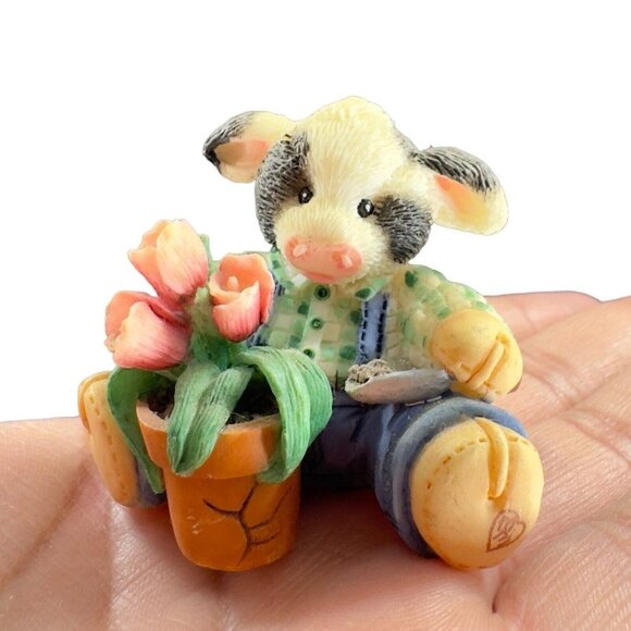 Marys Moo Moos 1994 Enesco Figurine Mary Rhyner Bloom Where Your Are Planted Vtg - Picture 10 of 11